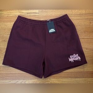 Unlike Humans Shorts Women’s XL Maroon Logo Streetwear Bottoms Urbanwear New